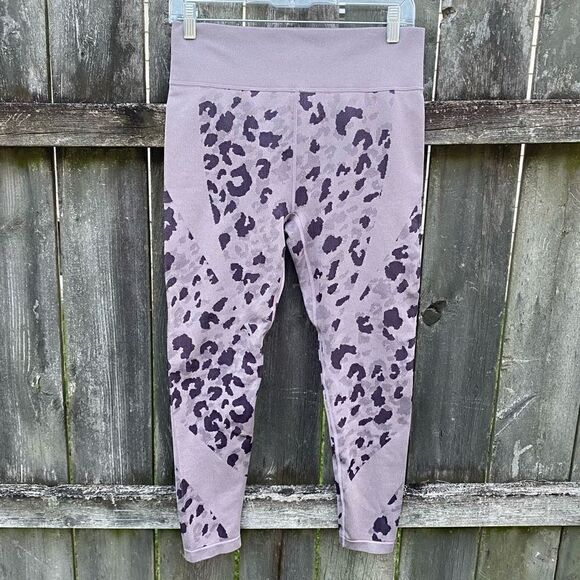 Zella Purple Base Layer Seamless Leggings Purple Leopard | Medium - Picture 2 of 4